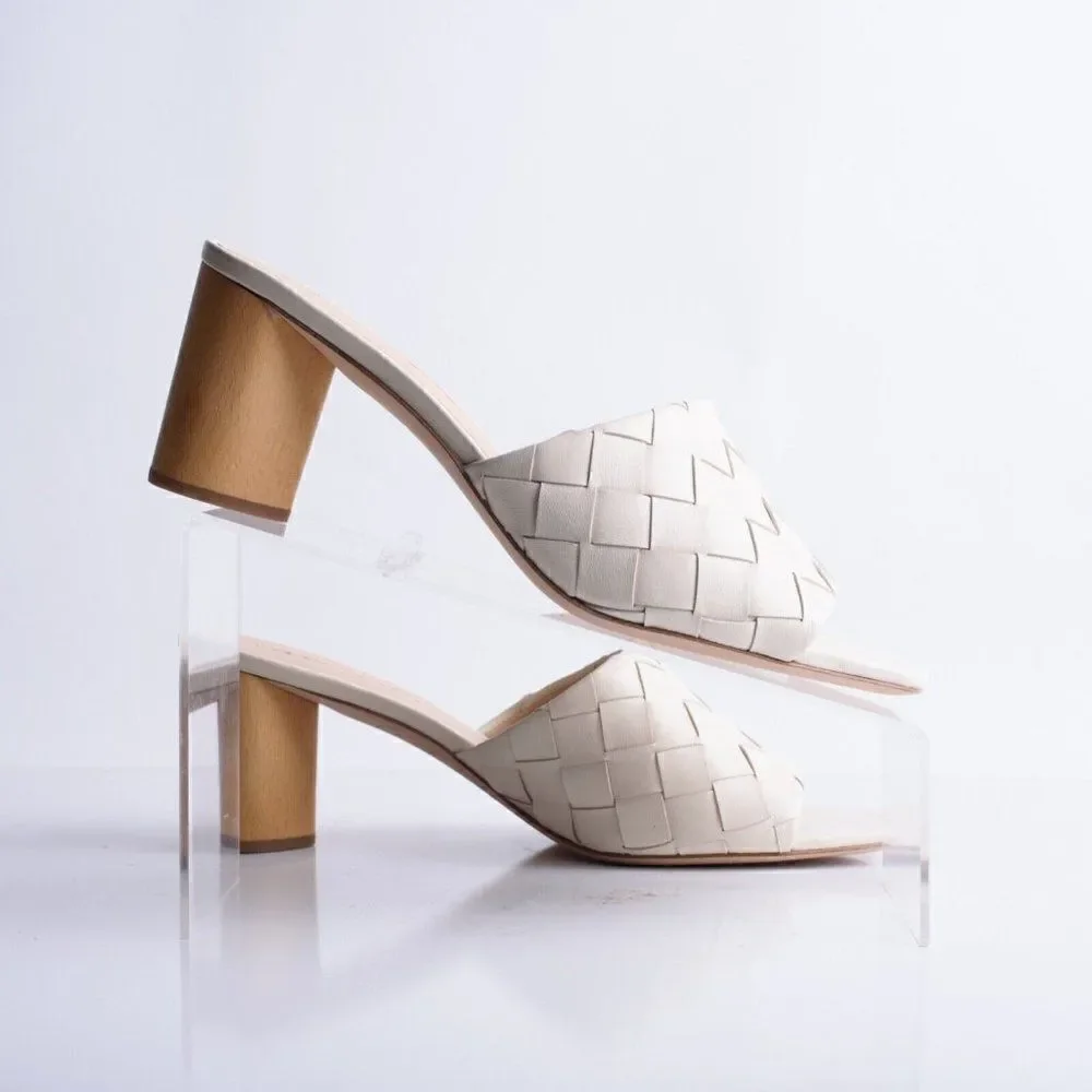Veronica Beard Womens Kiele White Leather Woven Slip On Heels Shoes Mules Sz 11_7